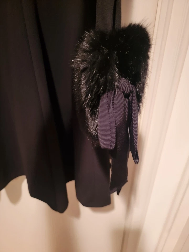 Calvin Klein Black Dress Size 16 Faux Fur 3/4 Sleeve - Image 4 of 4