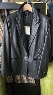 AllSaints Black Deri Leather Blazer