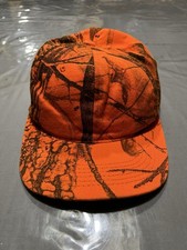 Vintage Blaze Orange Realtree Camo Camouflage Hunting Cap SnapBack Hat USA Made