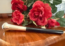 ANTIQUE VINTAGE 800 SILVER & EBONY WOOD WALKING CANE SWAGGER STICK HANDLE