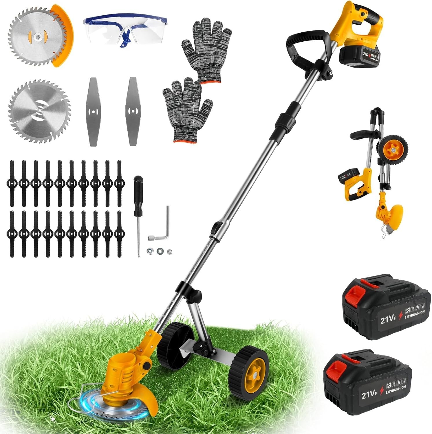 Decespugliatore Batteria 1200W Tagliaerba Elettrico + 2 Batterie Kit