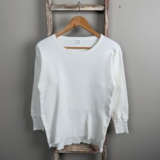 Vintage 60s/70s JCPenney White Waffle Knit Longsleeve Shirt Thermal Medium, USA