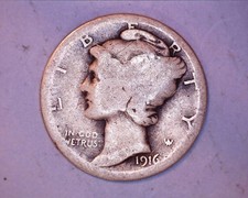 1916  Mercury Head Silver Dime BELOW FINE CDOND. **410-6AA