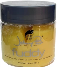 Johnny B Fuddy Matte Styling Hair Gel -16 oz. Jar -FREE SHIPPING