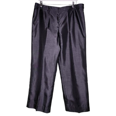 Kasper Black Satin Trouser Pants Evening Party Lined Side High Rise Flat Zip 16
