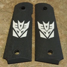 1911 Grips - DECEPTICON - BLACK/WHITE - .45, AMBI CUT, FULL SIZE, CUSTOM