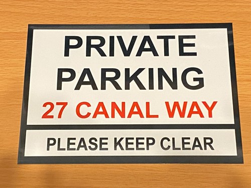 Personalised PRIVATE PARKING Sign Metal Custom Print Number Keep Clear Space A45 - Picture 3 of 8