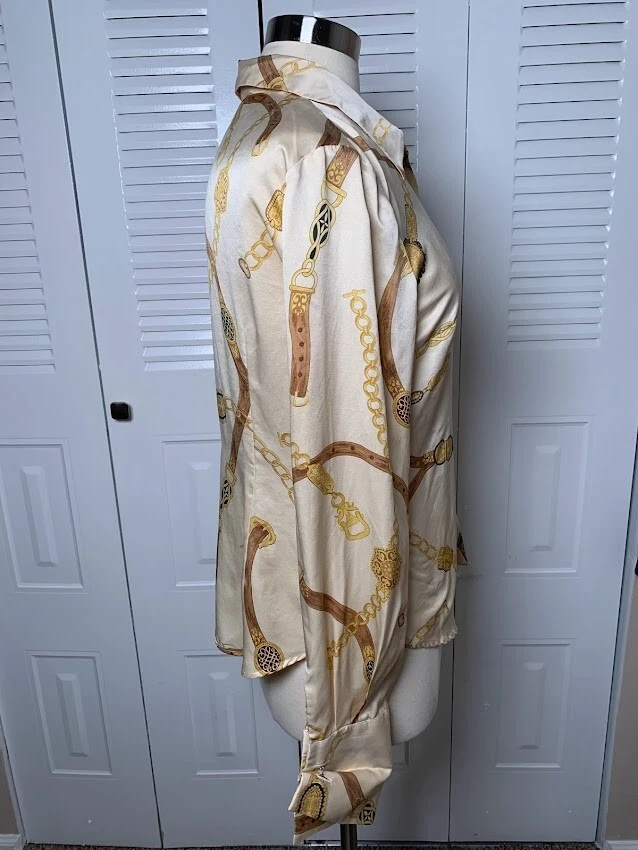 Kate Hill 女式米色纽扣前衬衫长袖 10 码 — 第 2/4 张图片