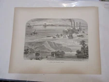 1872 WOOD ENGRAVING "La Crosse and Scenery Above" At the Mouth of the Wisconsin"