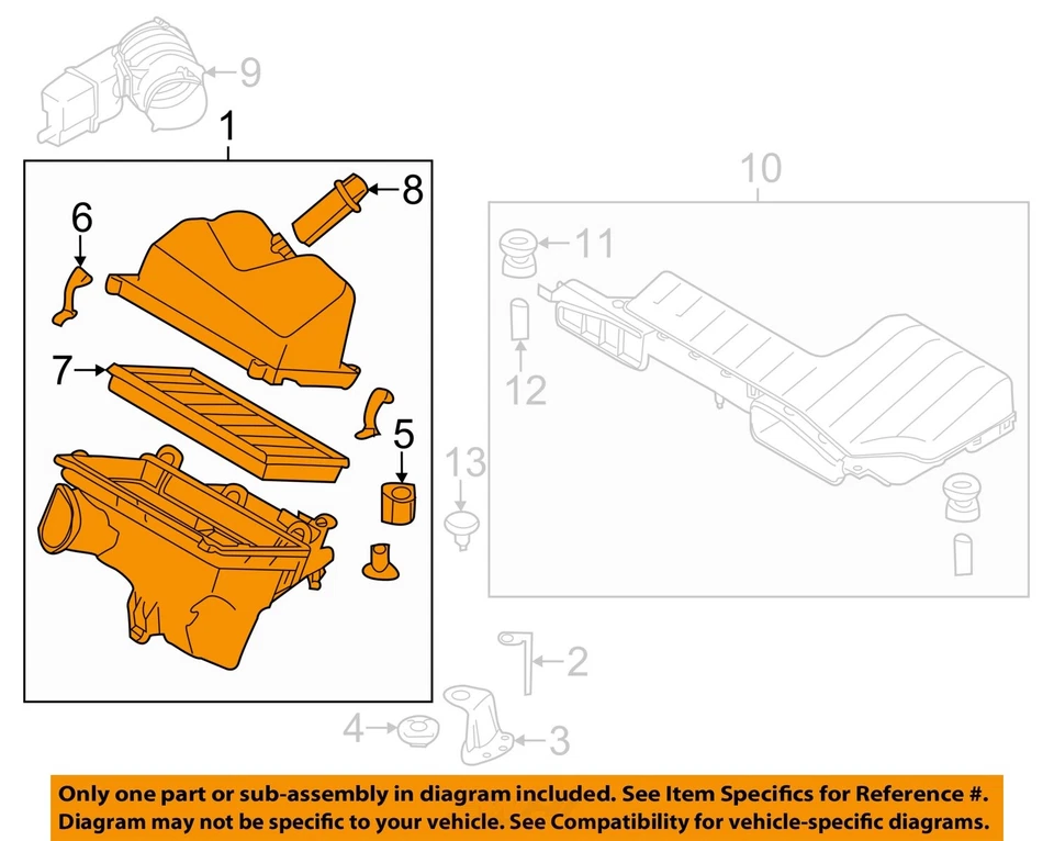 Conjunto de filtro de aire usado se adapta a: Nissan Murano 2009 3,5 L 6 cilindros grado A Foto 3 de 4