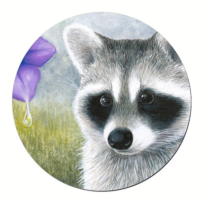RACOON FACE ANIMAL Large  Pendant Charm GERMAN Silver 20'' Necklace Chain Gift