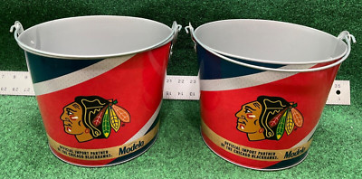 2 - The Chicago Blackhawks Metal 5 Qt Bucket NHL Modelo Beer Ice Drink Party