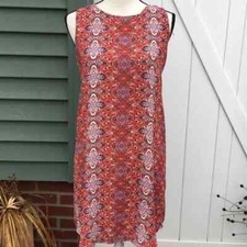 Olive & Oak BoHo Floral Red White and Blue Sleeveless Dress with Zipper