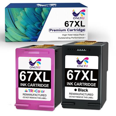 Black Tri-color Ink Cartridge for HP 67XL DeskJet Pluss 4140 4152 ENVY 6052 6055
