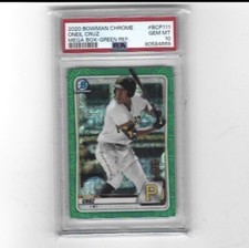 2020 Bowman Chrome Oneil Cruz ￼Mega Box Green Refractor PSA 10 Serial # 48/99