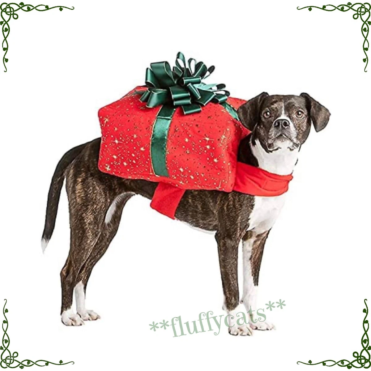 Merry & Bright XL Dog Present Box Costume Christmas Holiday Gift