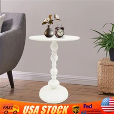 Round Side Table Retro Coffee End Table Small Accent Pedestal Table White Home