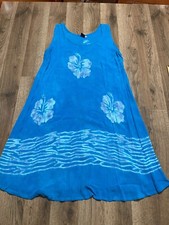 Hibiscus Dress, Women's One Size, Blue, Floral, Tank Dress, Sleeveless, Midi