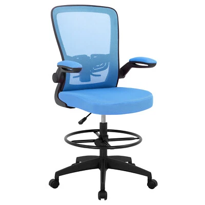 BESTOFFICE Drafting Chair Tall Office Chair Adjustable Height with Lumbar Support Flip Up