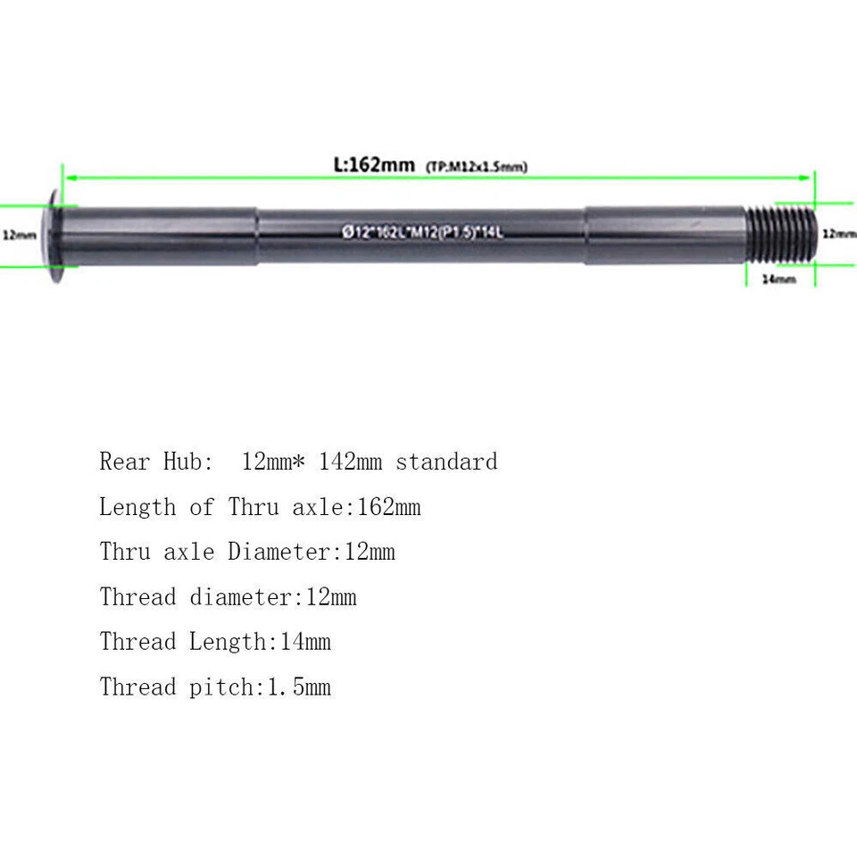 Thru Axle 12mm x 142mm Standard Thread Pitch 1.5mm For Mountain Bike Road Bike - Image 2 of 4