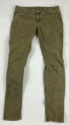 LACOSTE Harlan Jeans Women's 29 Stretch Mid Rise Skinny Olive Green