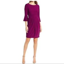 Eliza J Bell Sleeve Magenta Royale Fit Flare Dress 6 NWT