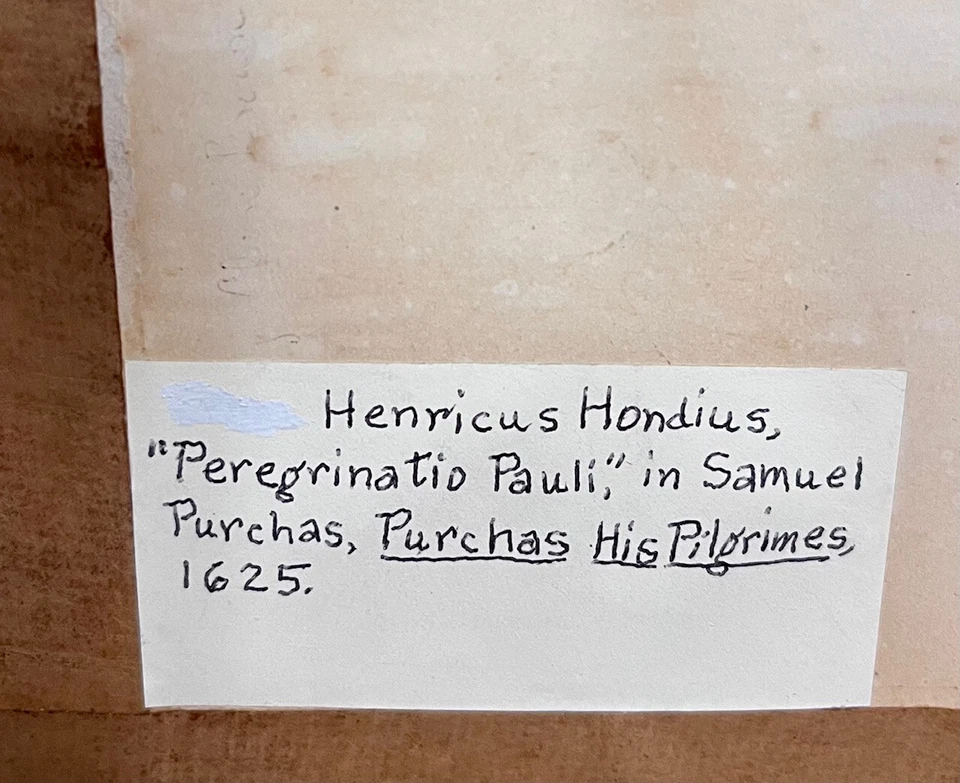 St. Paul's Pilgrimages 1625 Map by Henricus Hondius Print of Original Gilt-Frame - Image 3 of 4