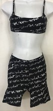 We Wore What Sports Bra And Long Biker Shorts Black And White Print Size XS