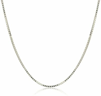 Solid 925 Sterling Silver 1mm Italian Box Chain Necklace 16''-30'' For Men & Women