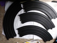 Four Tyco Black 9 inch R 1/4 curved slot car track B 5831 tested works