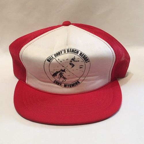 Vtg Foam Mesh Bill Codys Ranch Resort WY Snapback Trucker Cap Baseball Hat Red - Picture 10 of 10