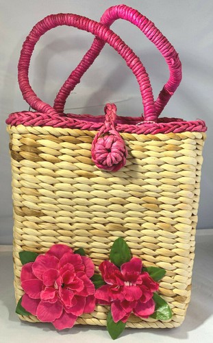 VINTAGE SASHE STRAW HANDBAG PURSE PAIR - Picture 5 of 10