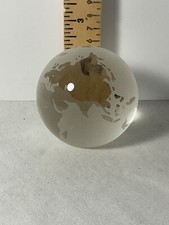 Crystal glass frosted globe map paperweight 2 1/2  