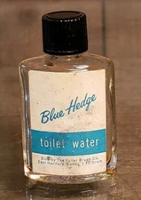 Vintage Miniature Bottle Fuller Brush Hartford CT Blue Hedge Toilet Water Empty