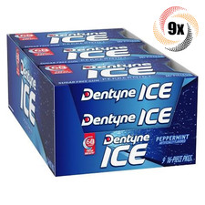 Full Box 9x Pack Dentyne Ice Peppermint Chewing Gum  16 Piece Each  Sugar Free