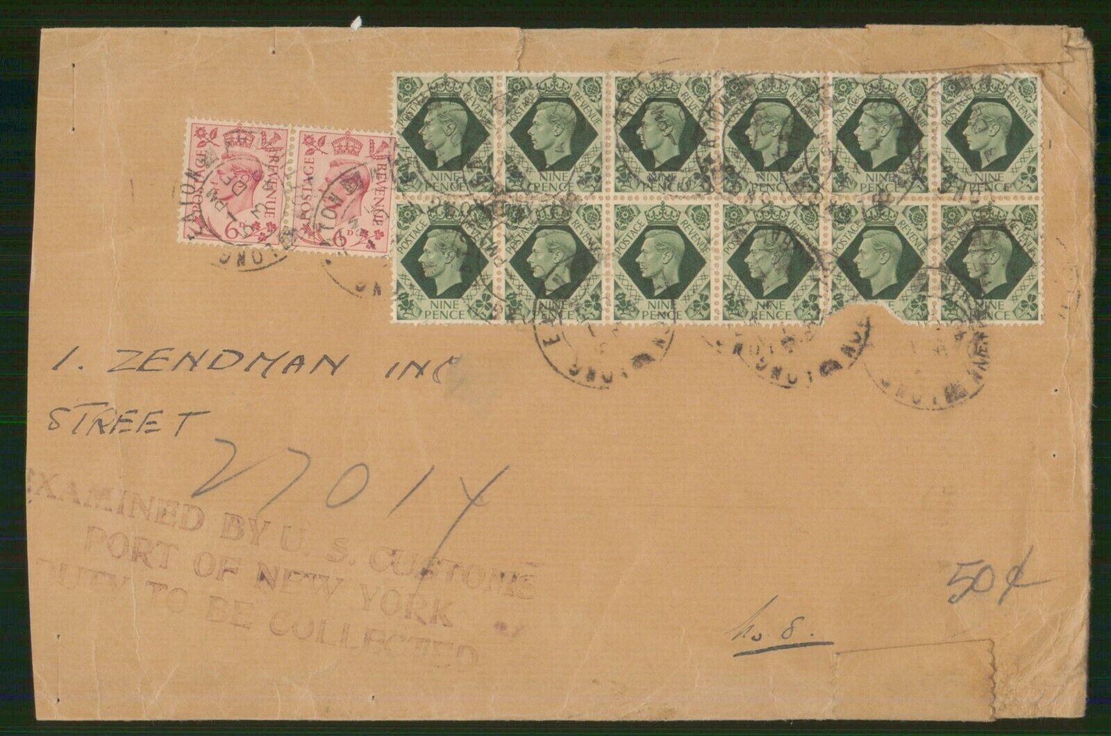 MayfairStamps Great Britain Block of 12 King George VI to US Cov