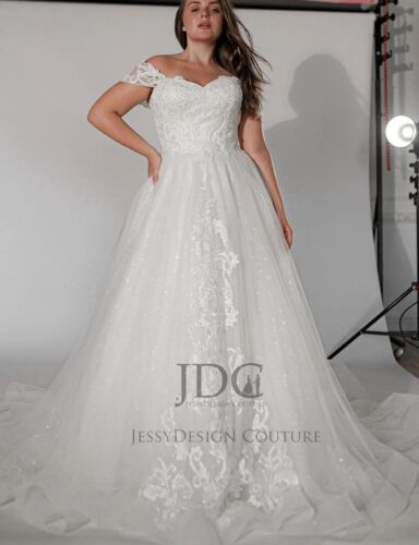 Glitter Corset Lace Bridal Gown Wedding Dress Custom made Plus Size Blush 2-28W - Picture 2 of 7