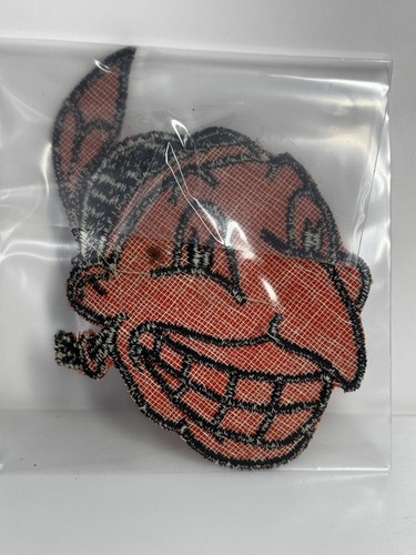 VINTAGE 1950's Cleveland Indians Large Embroidered Patch, Chief Wahoo - Orange! - Picture 2 of 4