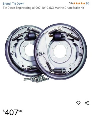 Tie Down Engineering 81097 10'' Galvanized Boat Trailer Drum Brake Set   NEW &...
