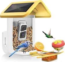 2K Smart Bird Feeder with Camera for Outdoor, Solar Powered, AI Identify 10,0
