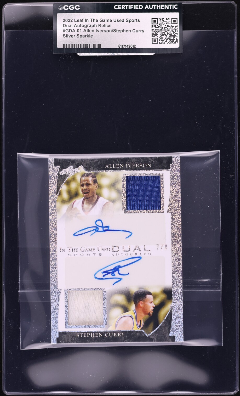 2022 Leaf Sports In Game Used GOLD Iverson Stephen Curry PATCH AUTO /8 CGC AUTH view 3