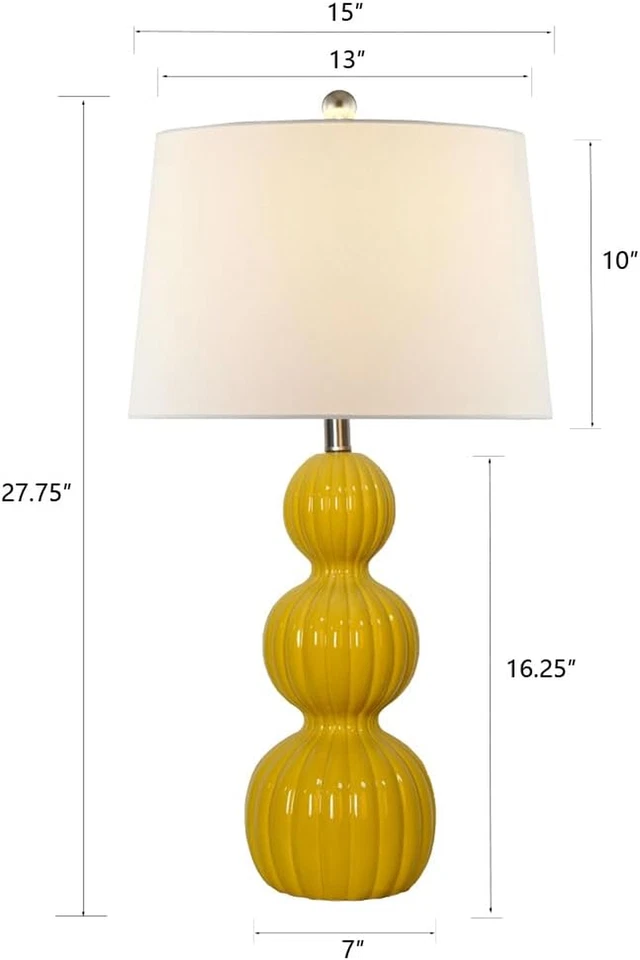 Juego de 2 Lámparas de Mesa Cerámica 28", Modernas Lámparas de Mesita de Noche Triple Calabaza para Dormitorio, Foto 2 de 4