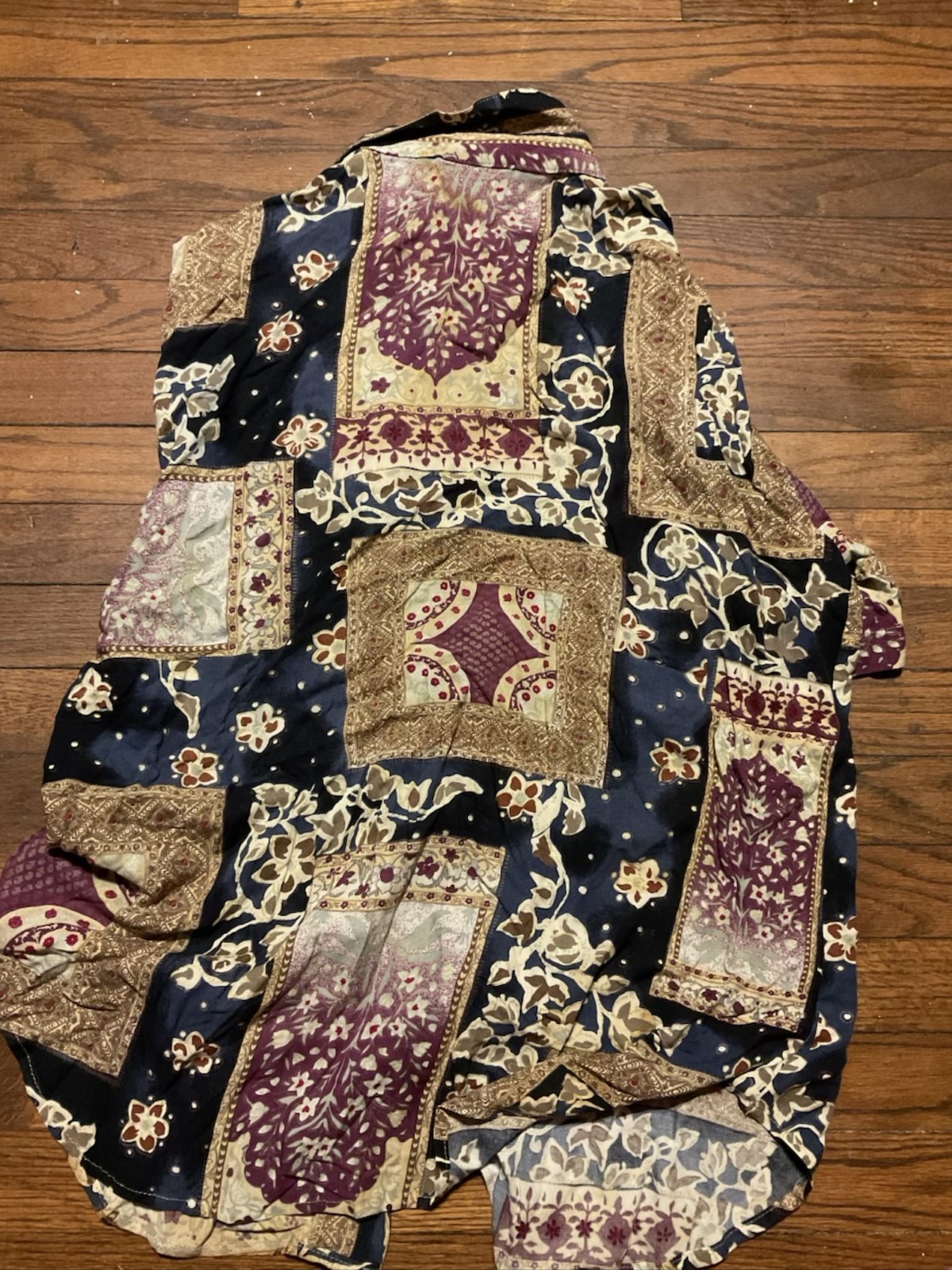 Abstract Boho Pattern Button Down Blouse Short Sl… - image 2