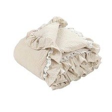 Ella Ruffle Lace Throw Blanket, 50" W x 60" L - Coquette Throw Neutral