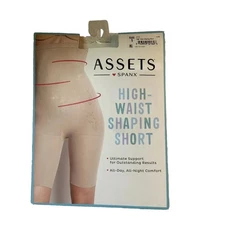 SPANX Assets Womens High Waist Mid Thigh Control Shaper Shorts Nude Size 1
