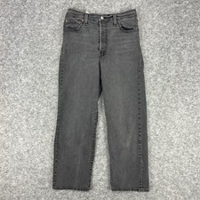 Levi's Jeans Women's Ribcage Straight Ankle Washed Black Button Fly Jeans 28x26