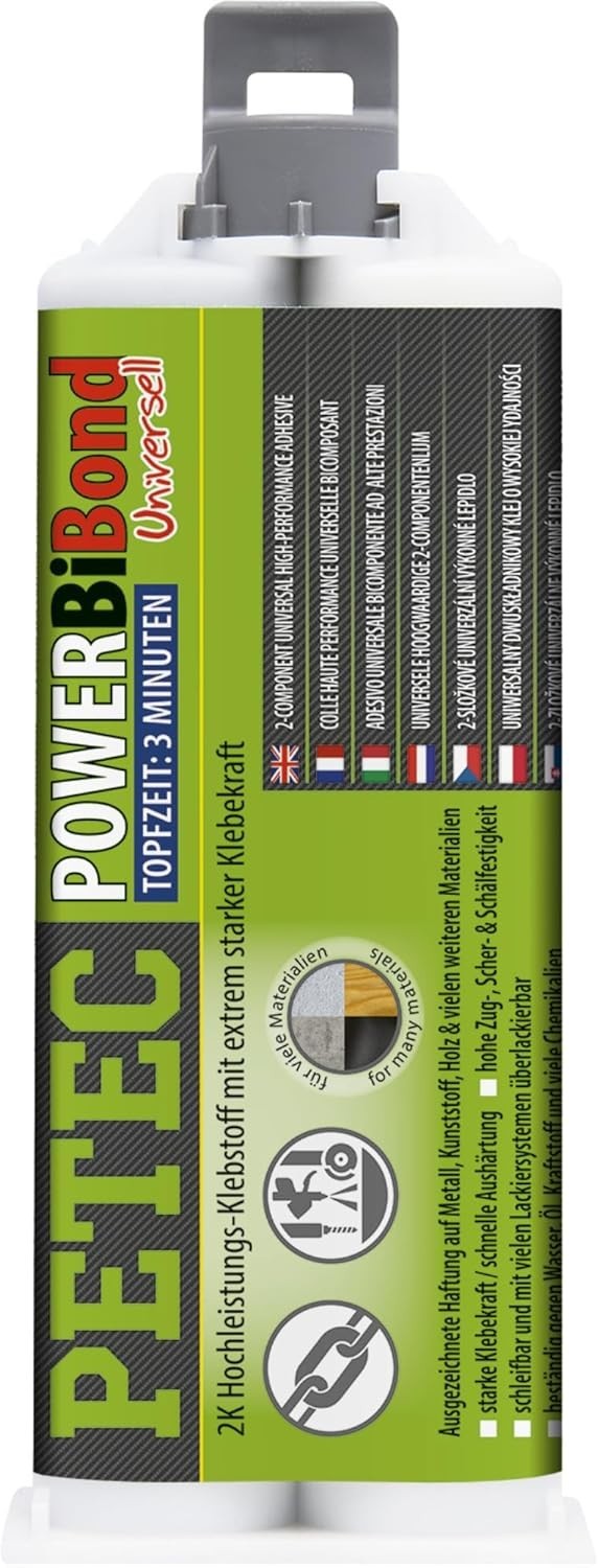 Petec 98550 Power bibond colle bi-composante de 50 ML pour réparations rapides