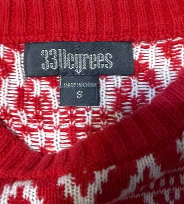 Ugly Sweater Christmas Party Llama 33 Degrees Pullover Red White Women Small