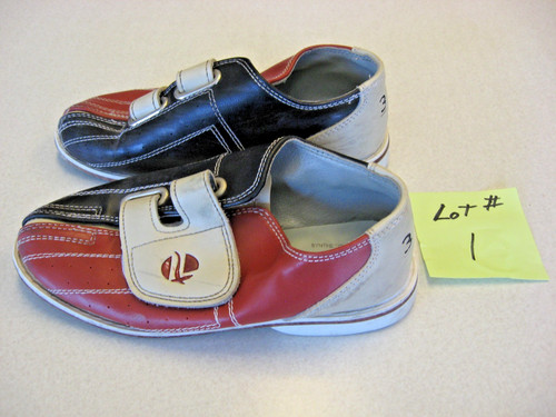 LINDS SIZE 3 / 4 35 RENTAL STYLE BOWLING SHOES RED WHITE BLUE lot1
