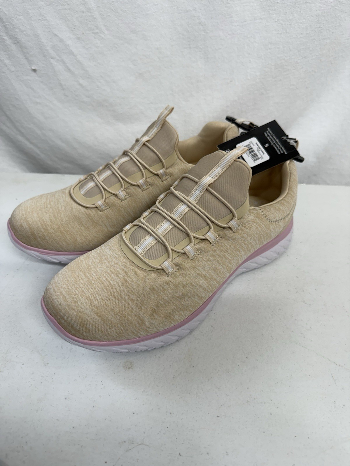 Athletic Works Ladies Bungee Slip On Sneakers sz 9 Cream, Memory Foam